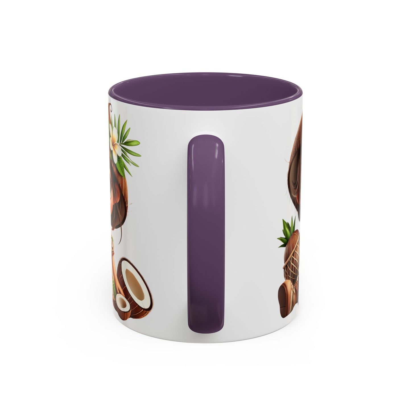 Tropical Kid's Accent Coffee Mug - Cute Animated Design with Pineapple & Coconut