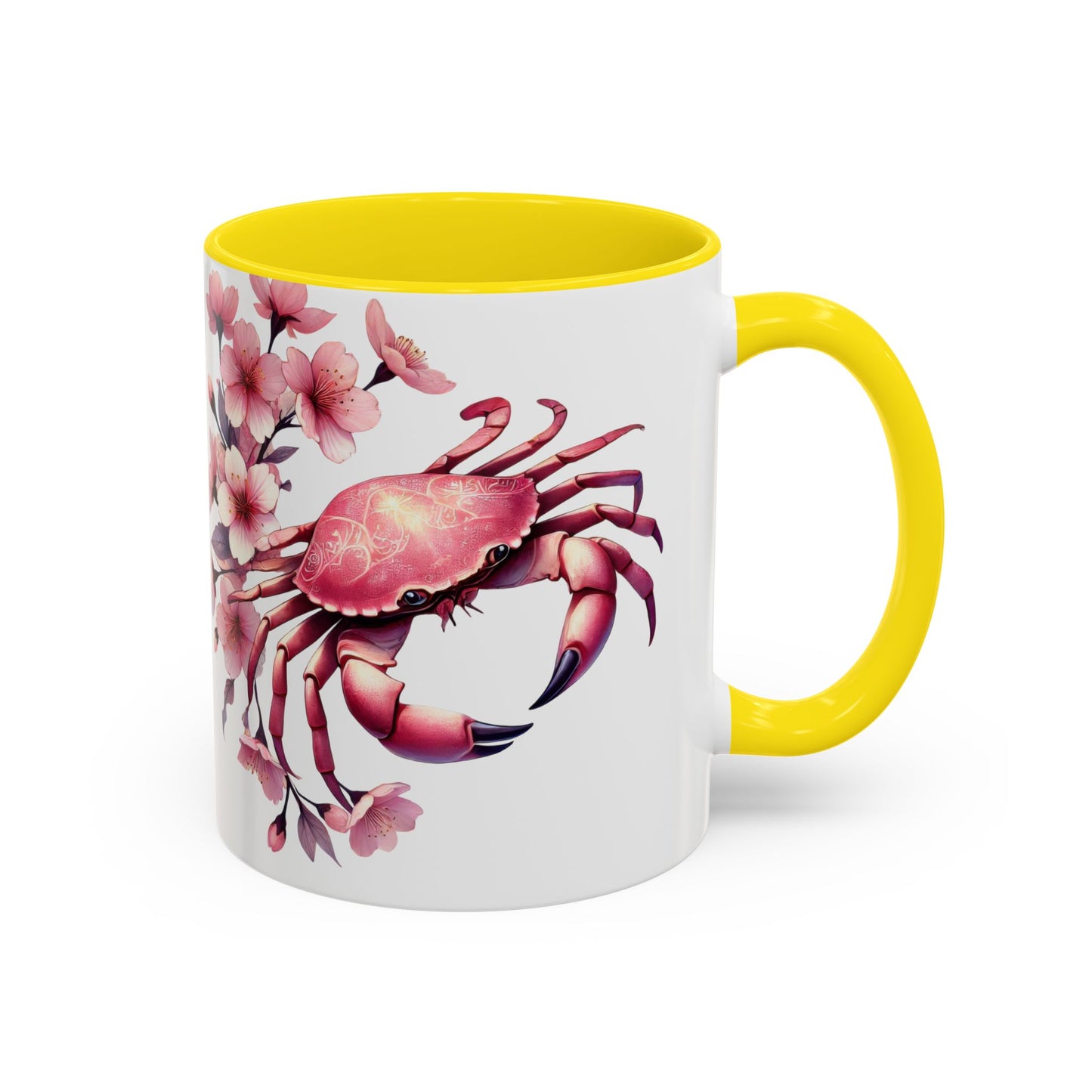 Artistic Crab & Cherry Blossom Mug - 11 & 15oz Accent Coffee Cup
