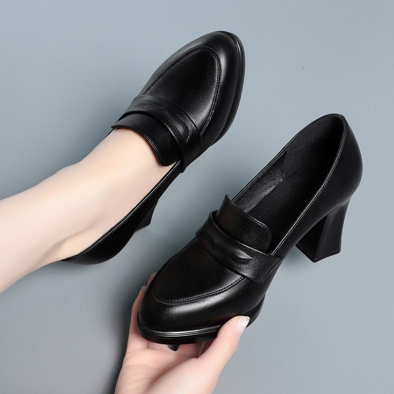 Women's Pumps Comfortable Round Head Chunky Heel Stable Soft Surface Store Hive UNIjuntos