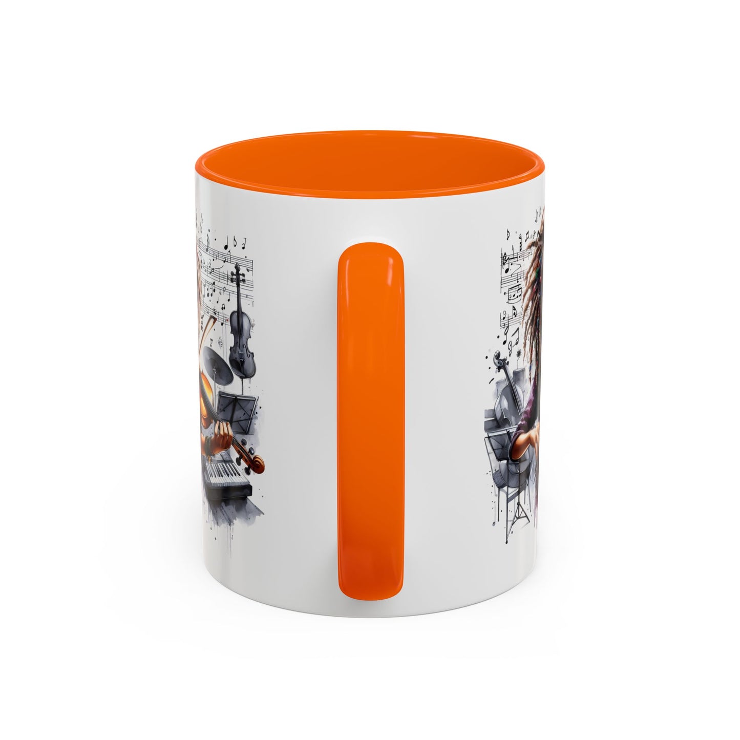 Musical Accent Coffee Mug, Music Lover Gift, Black and White Mug, Jazz Theme Mug, Artist Appreciation