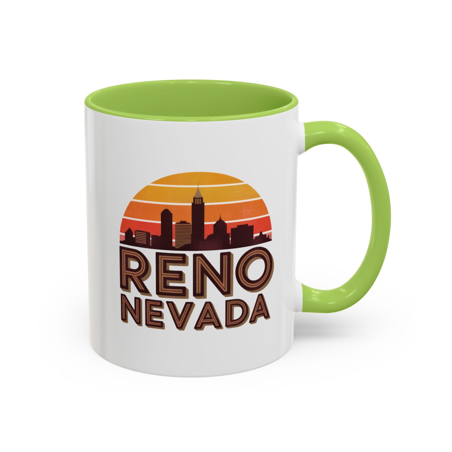Reno Nevada Accent Coffee Mug | Retro Sunrise Design | Perfect Gift, Kitchen Decor, Souvenir, Coffee Lovers, Travel Mug