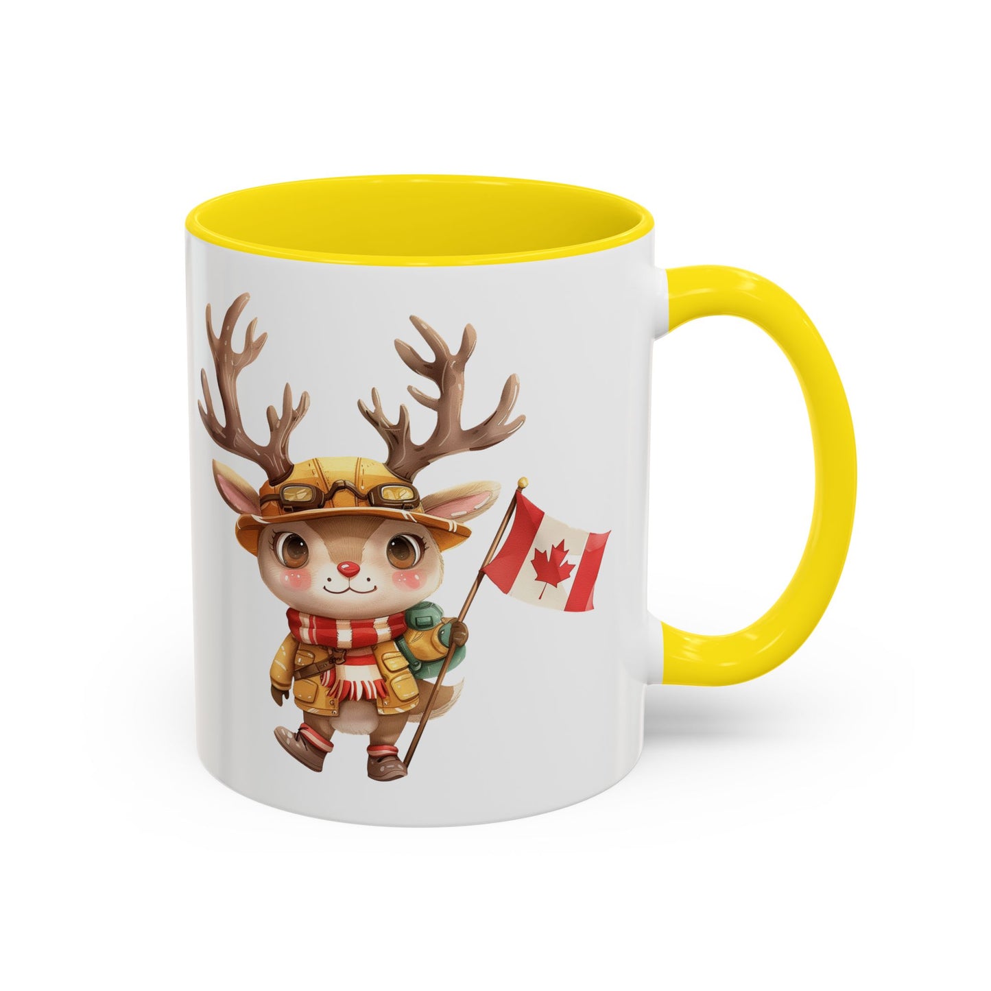 Cute Canadian Reindeer Mug, Accent Coffee Cup for Animal Lovers, Holiday Gift, Cute Kitchen Decor, Seasonal Drinkware