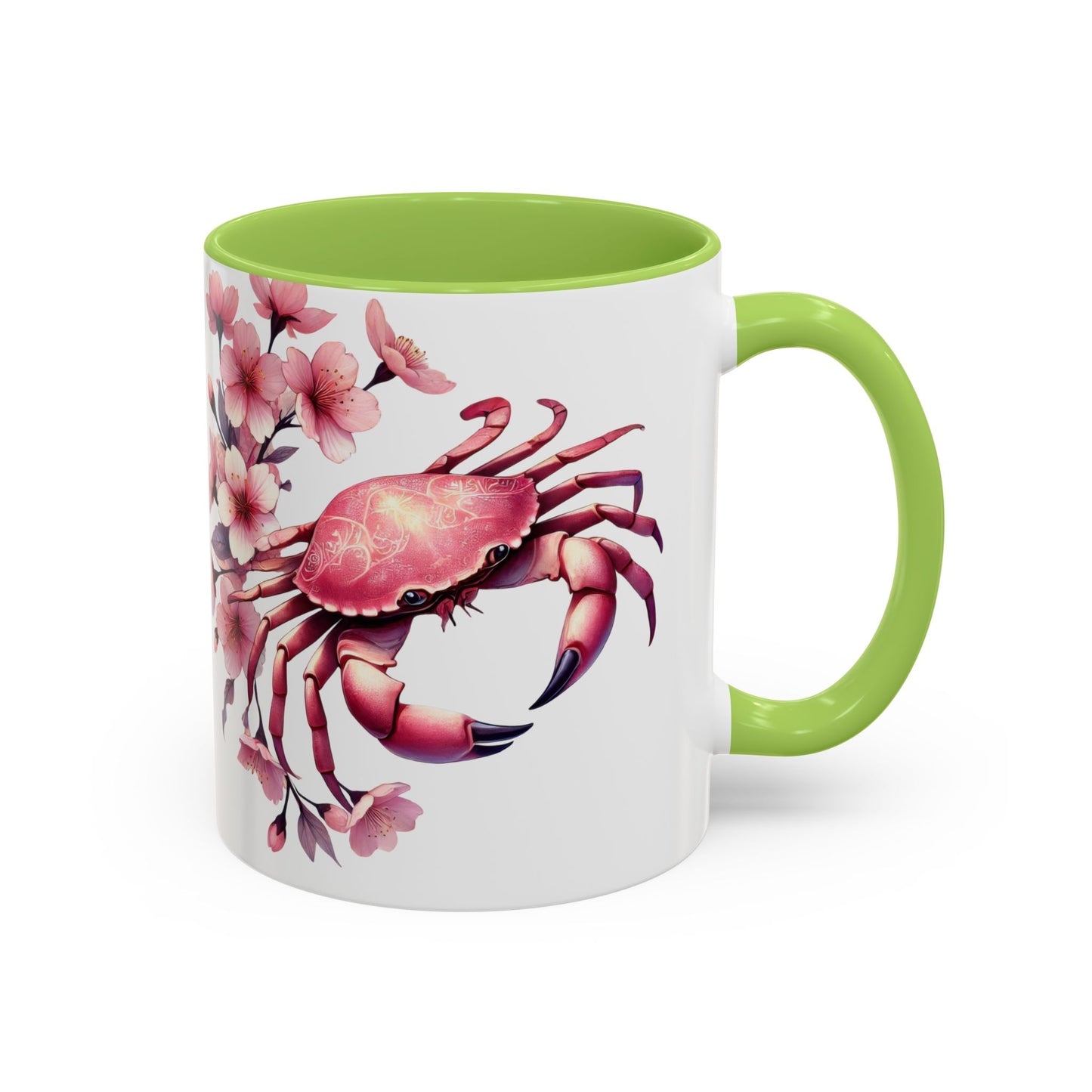 Artistic Crab & Cherry Blossom Mug - 11 & 15oz Accent Coffee Cup