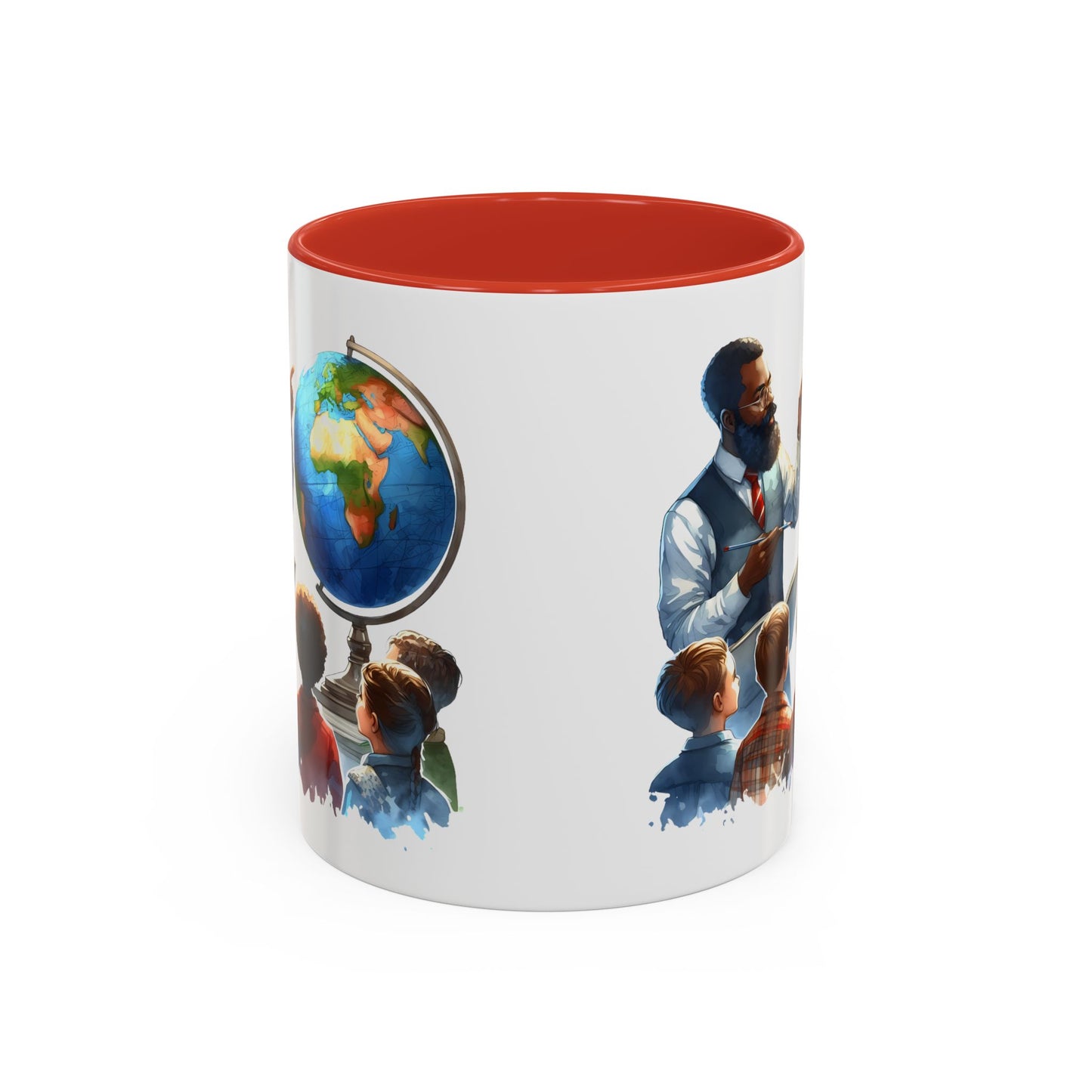 World Teacher Accent Coffee Mug - Inspiring Gift for Educators, Classroom Decor, Study Sessions, Teacher Appreciation, Travel Enthusiasts