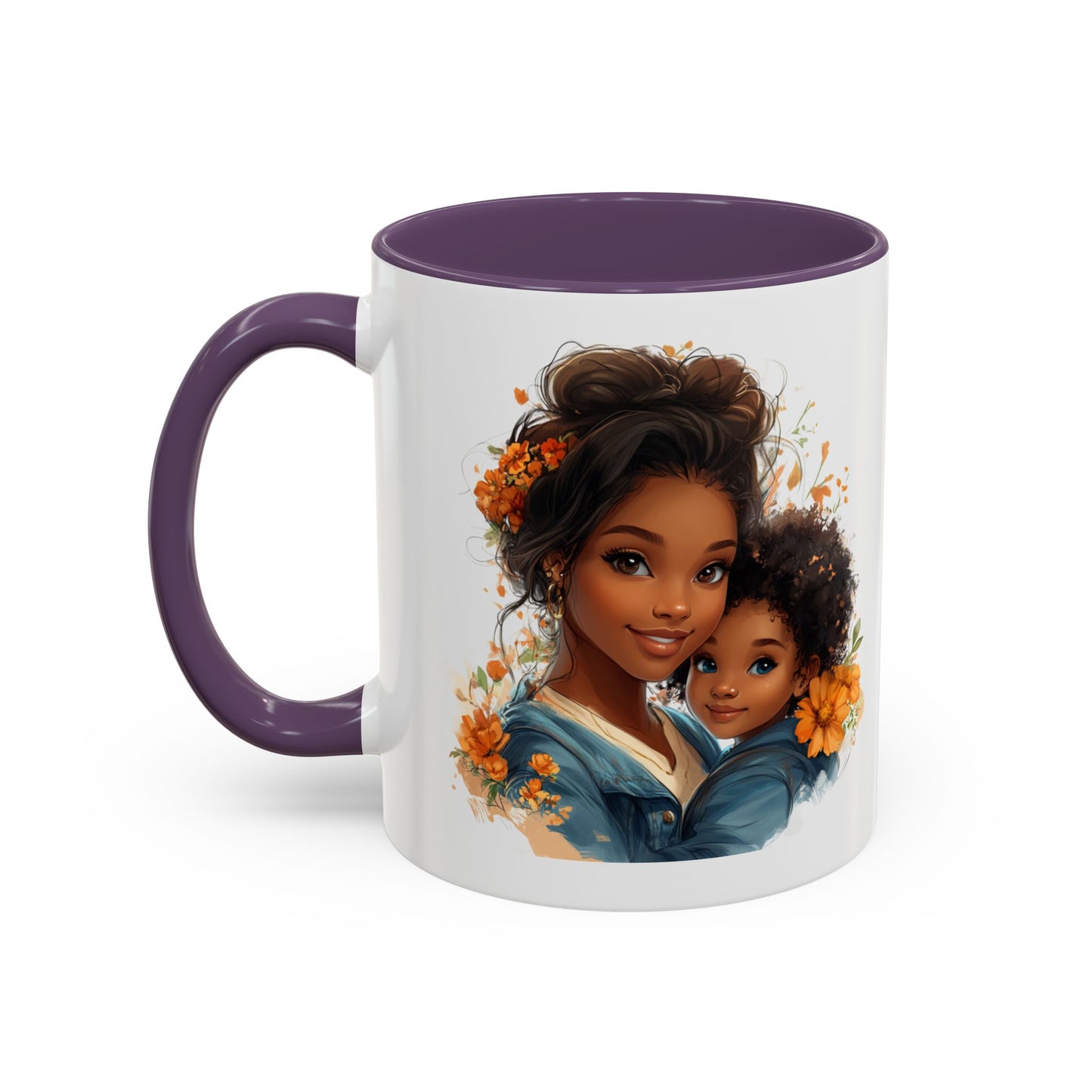 Embrace Love Accent Coffee Mug, Floral Mug, Motherhood Gift, Family Bonding, Personalized Drinkware