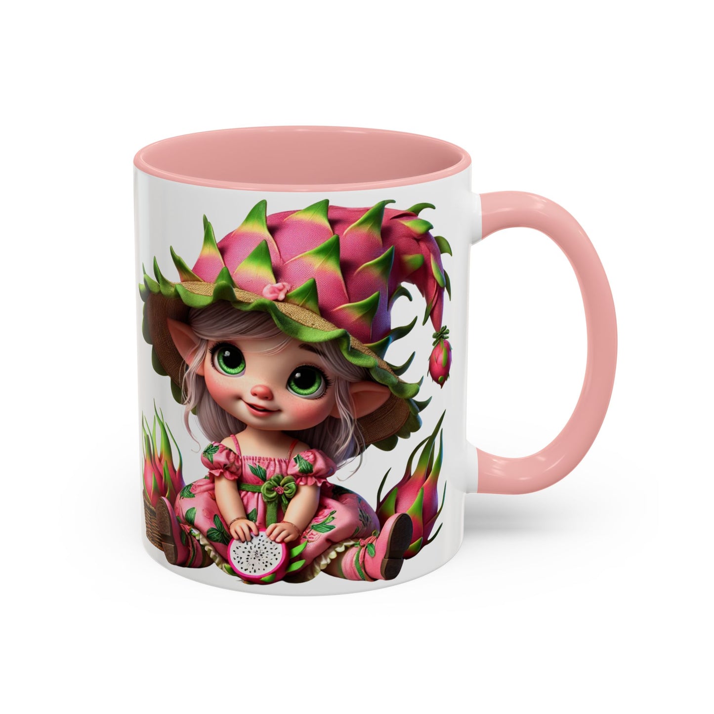 Whimsical Dragon Fruit Character Coffee Mug - Perfect for Plant Lovers & Fantasy Fans