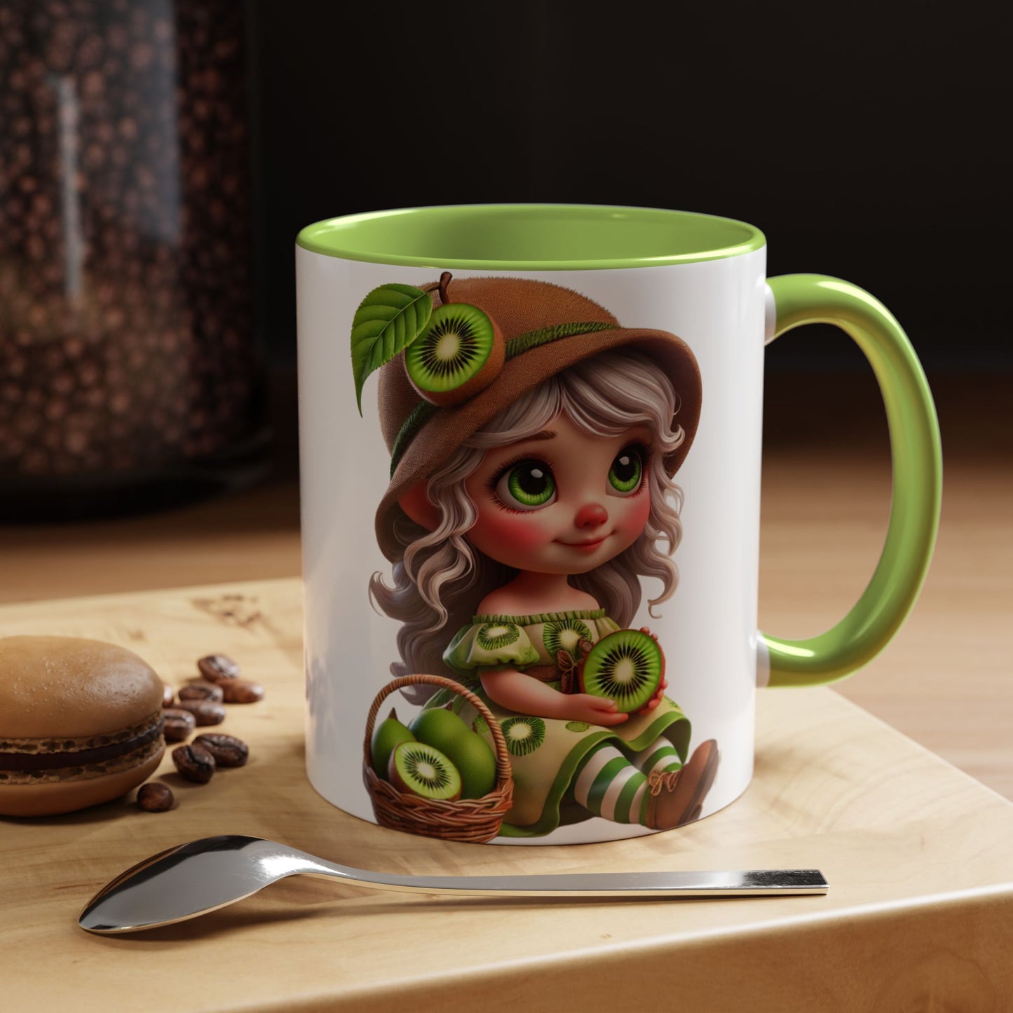 Whimsical Kiwi Accent Coffee Mug - Adorable Greenery Design for Nature Lovers