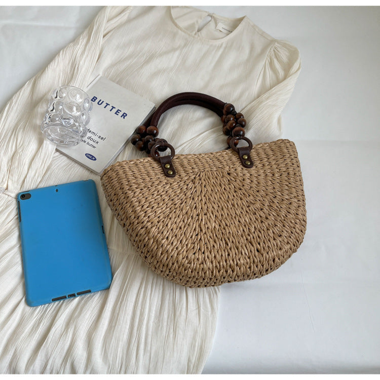 Plaited Women's Bag Beach Holiday Handbag Large Capacity Casual Semicircle JFA UNIjuntos Entreprise