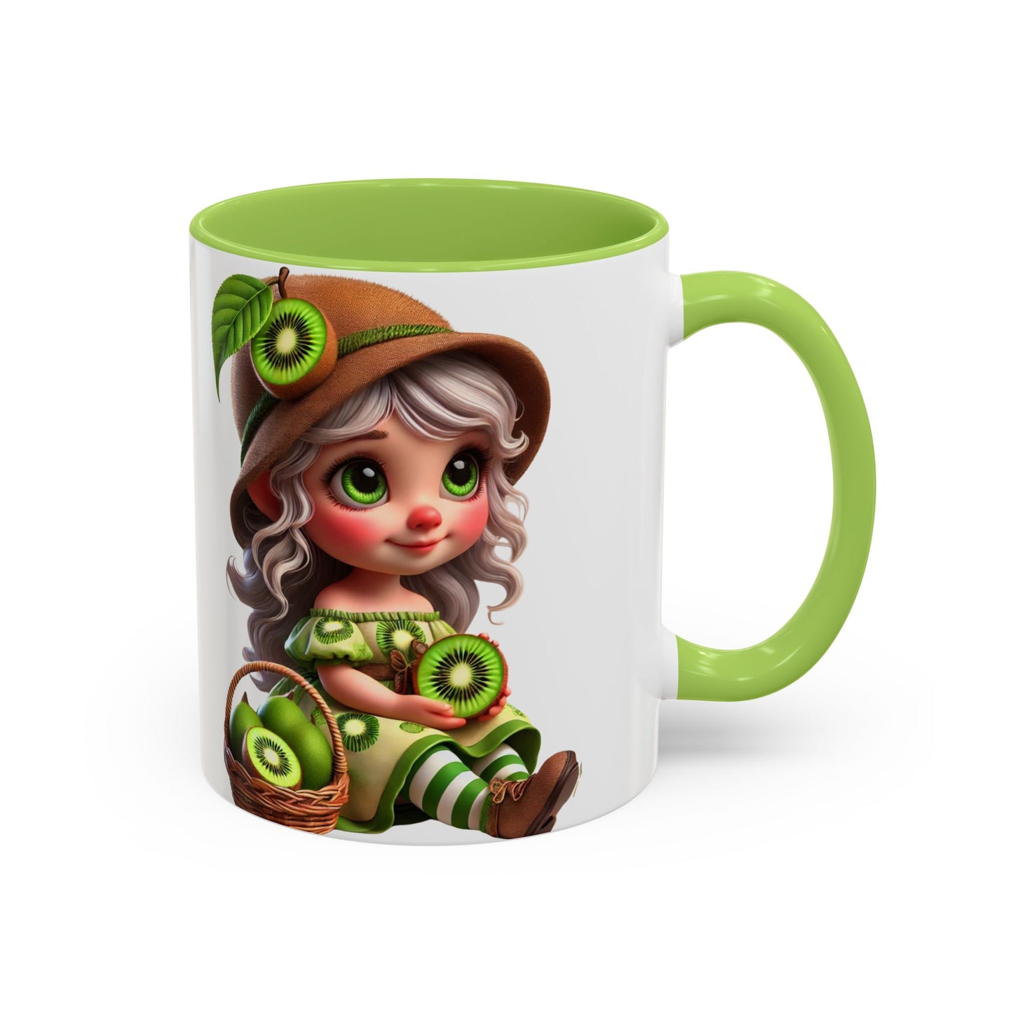 Whimsical Kiwi Accent Coffee Mug - Adorable Greenery Design for Nature Lovers