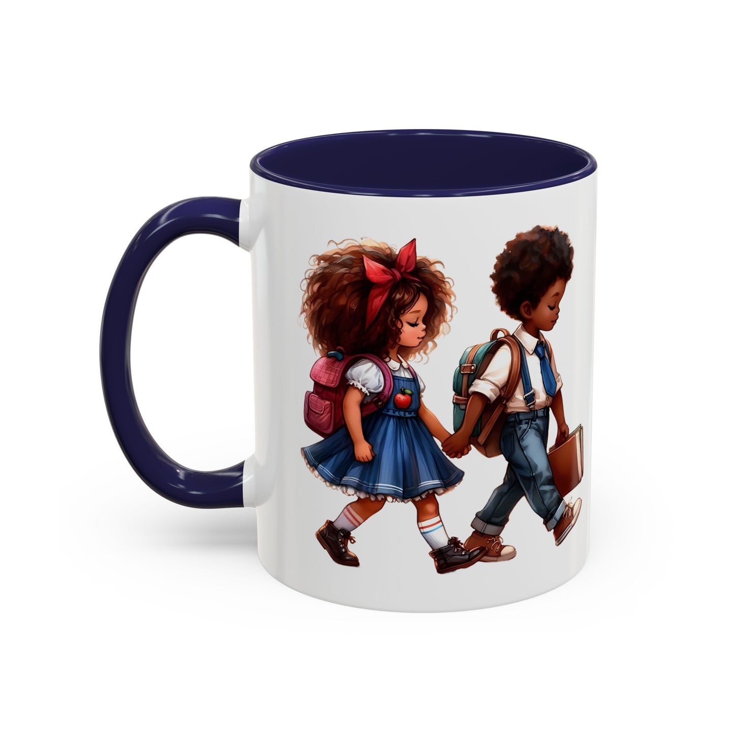 Cute Kids Walking Accent Coffee Mug | Back to School, Teacher Gift, Children's Art, Personalized Tea Cup, Unique Gift Idea