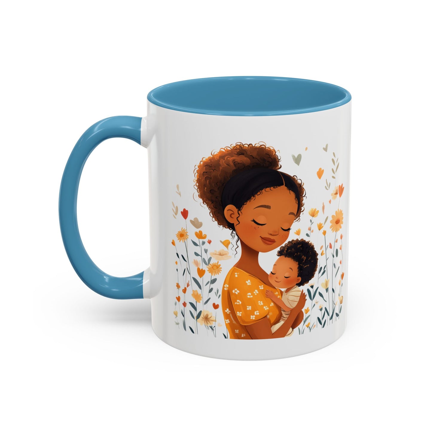Warmth & Love Mug, Floral Mother & Child Coffee Cup, Gift for Mom, Cozy Drinkware, Baby Shower Mug, Family Bonding