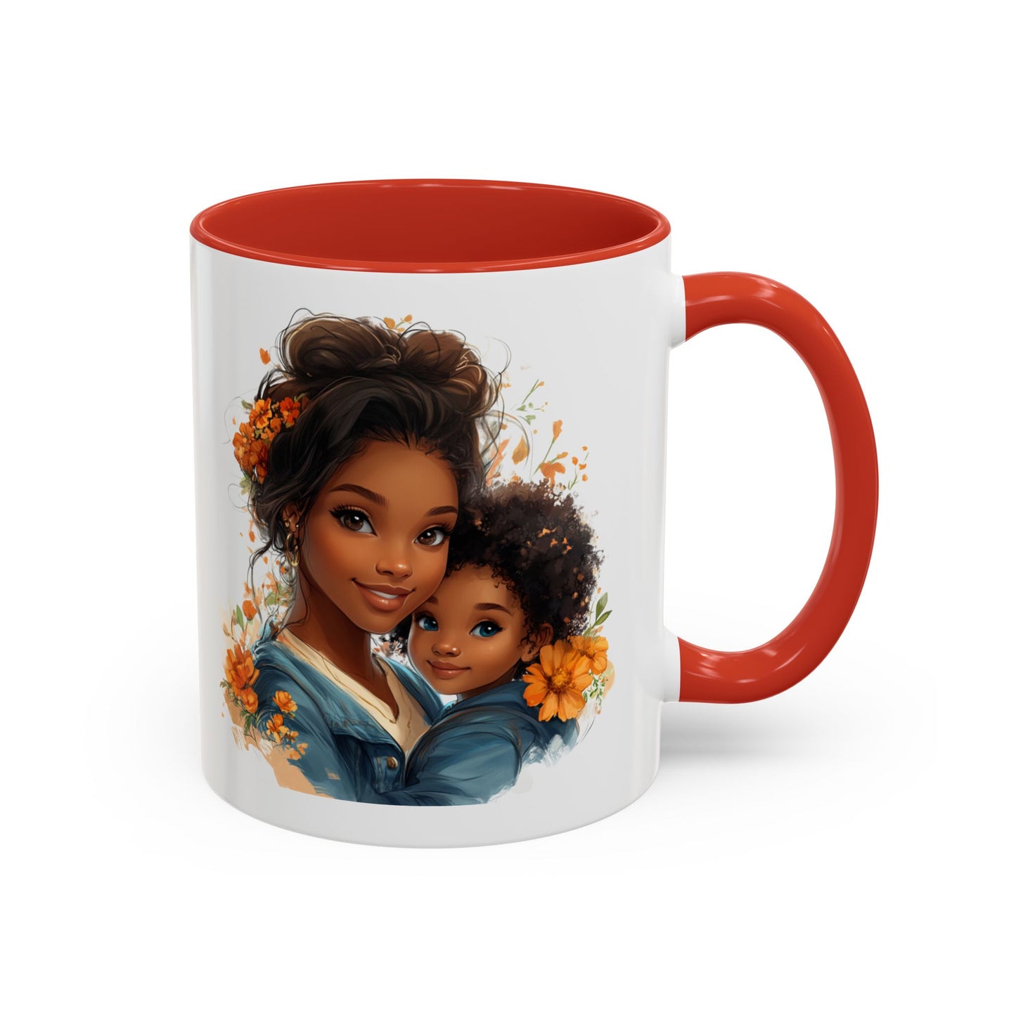 Embrace Love Accent Coffee Mug, Floral Mug, Motherhood Gift, Family Bonding, Personalized Drinkware