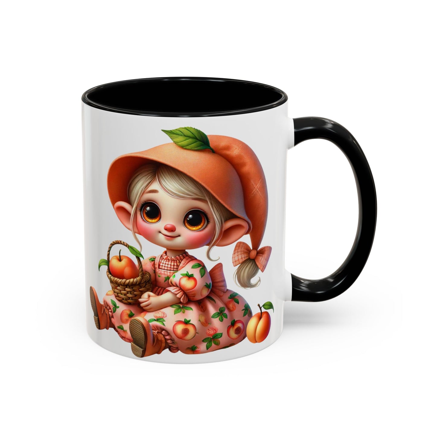 Cute Peach Character Accent Coffee Mug - 11 & 15oz