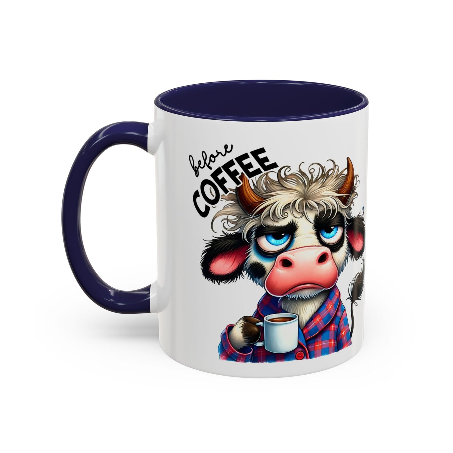 Caffeinated Cow Mug, Cute Animal Coffee Cup, Farmhouse Kitchen Gift, Fun Ceramic Mug for Coffee Lovers, Unique Drinkware for Holidays