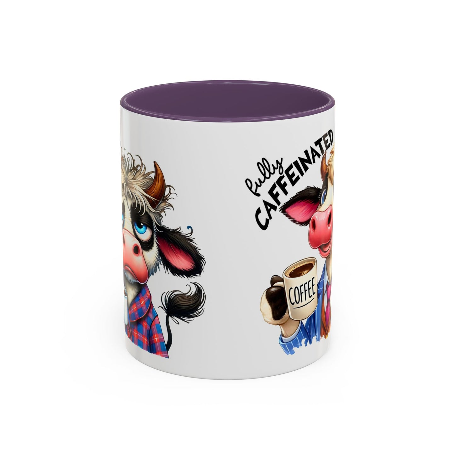 Caffeinated Cow Mug, Cute Animal Coffee Cup, Farmhouse Kitchen Gift, Fun Ceramic Mug for Coffee Lovers, Unique Drinkware for Holidays