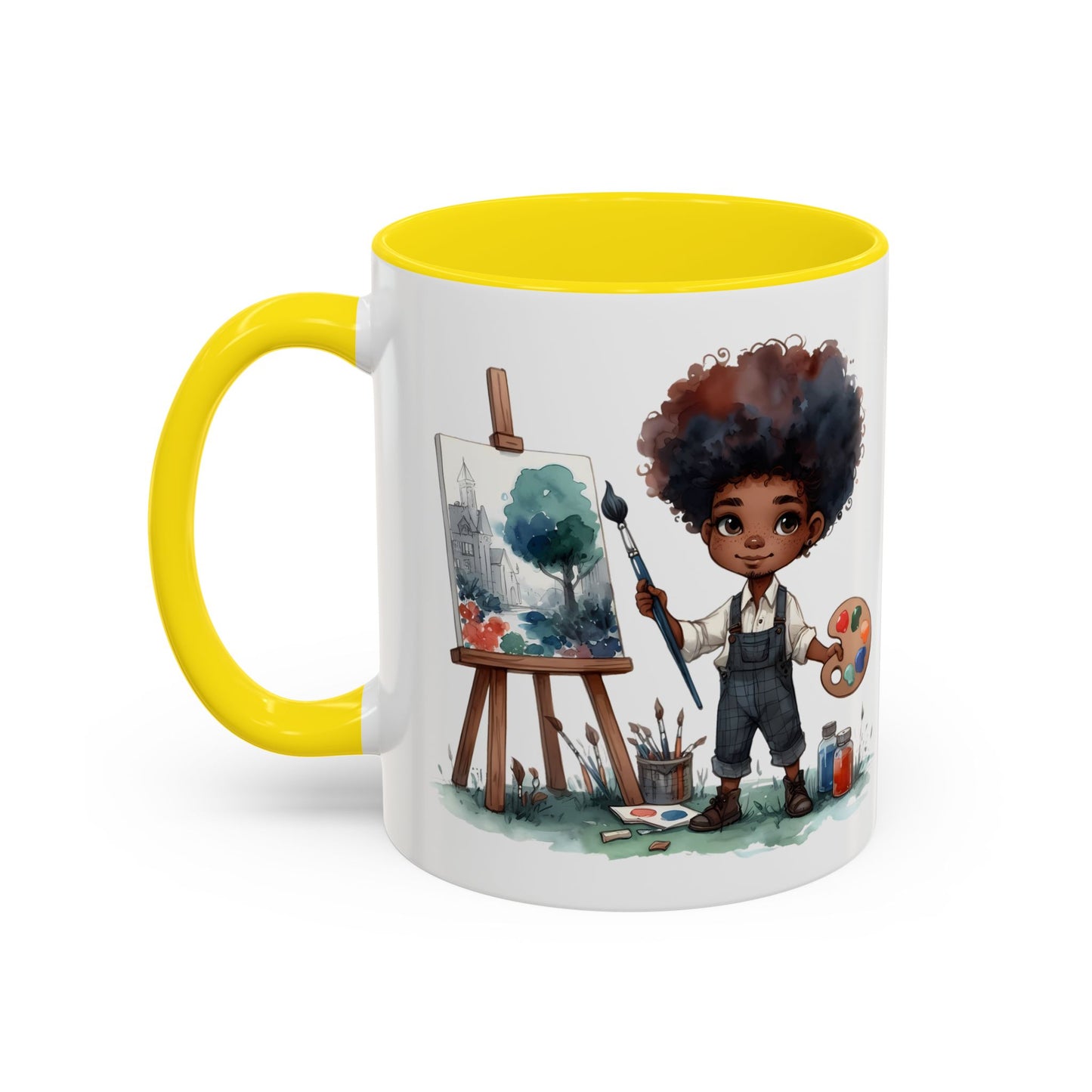 Creative Kid's Coffee Mug | Art Lover Gift | Black & White Accent Mug | Unique Art Design | Children's Art Decor | Fun Ceramic Cup