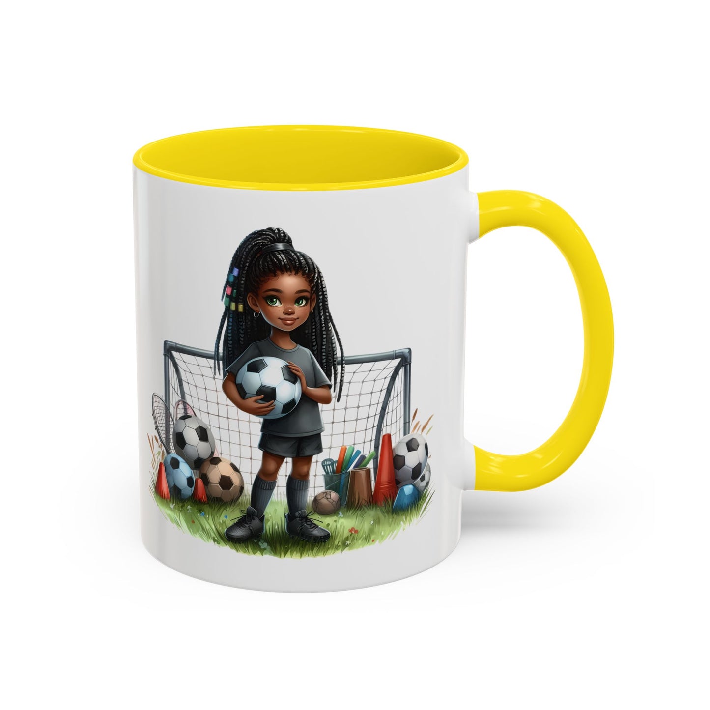 Soccer-Themed Accent Coffee Mug, Personalized Sports Fan Gift, Perfect for Coaches, Players, Kids, and Birthdays