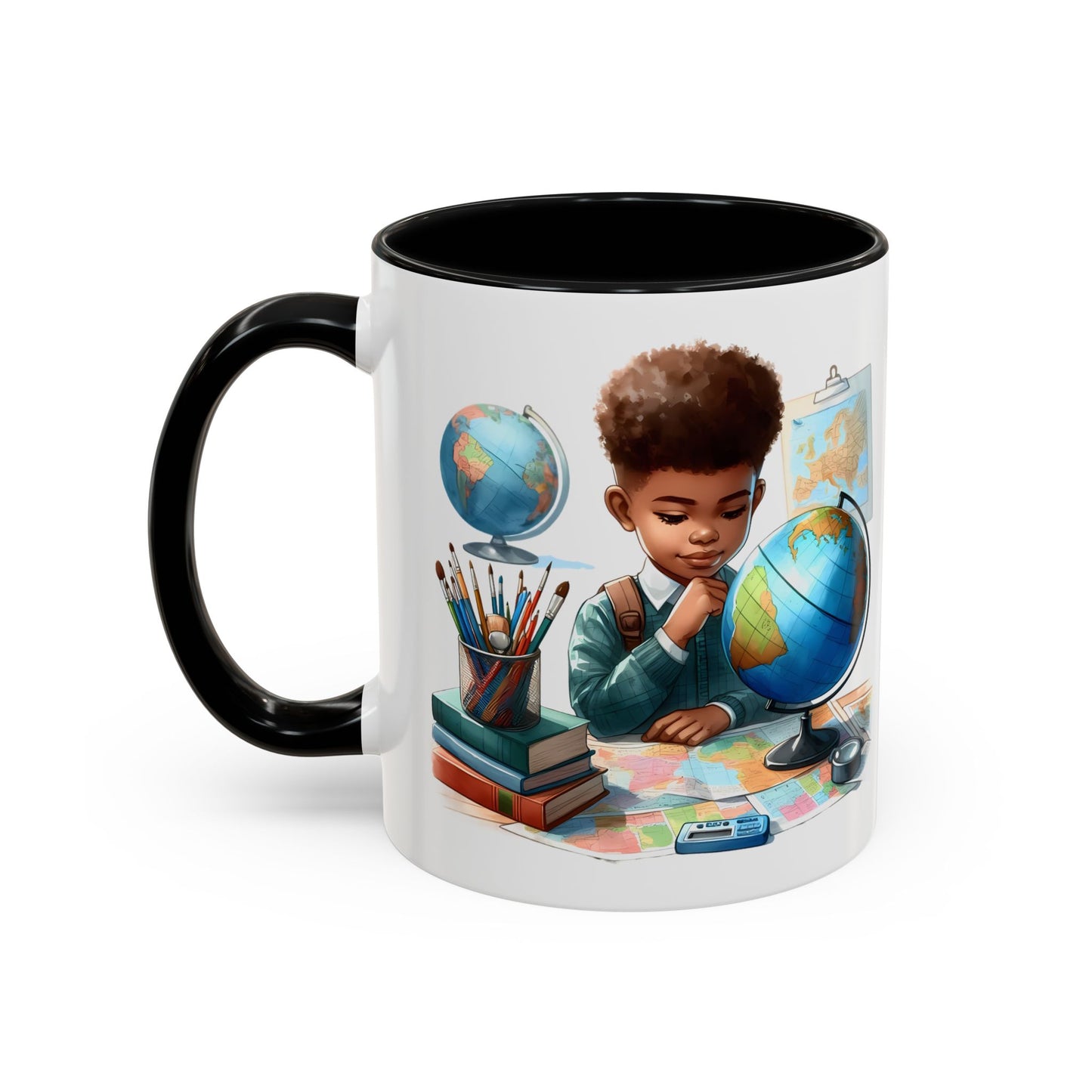 World Explorer Accent Coffee Mug - Perfect for Students, Travel Lovers, Teachers, Back to School, Gift for Kids
