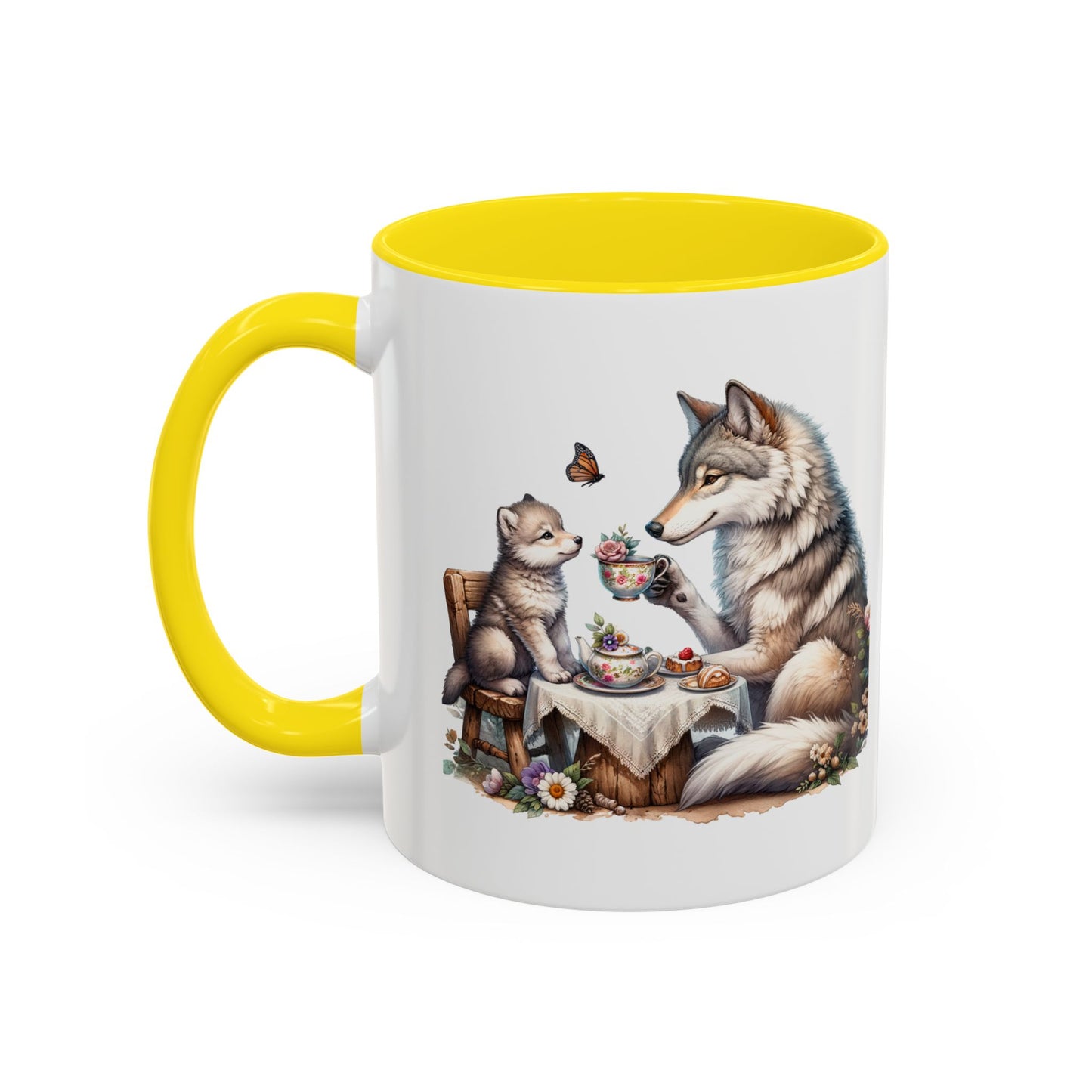 Whimsical Wolf Tea Time Mug | Cute Animal Coffee Cup, Gifts for Animal Lovers, Home Decor, Cozy Kitchen, Unique Gift Idea