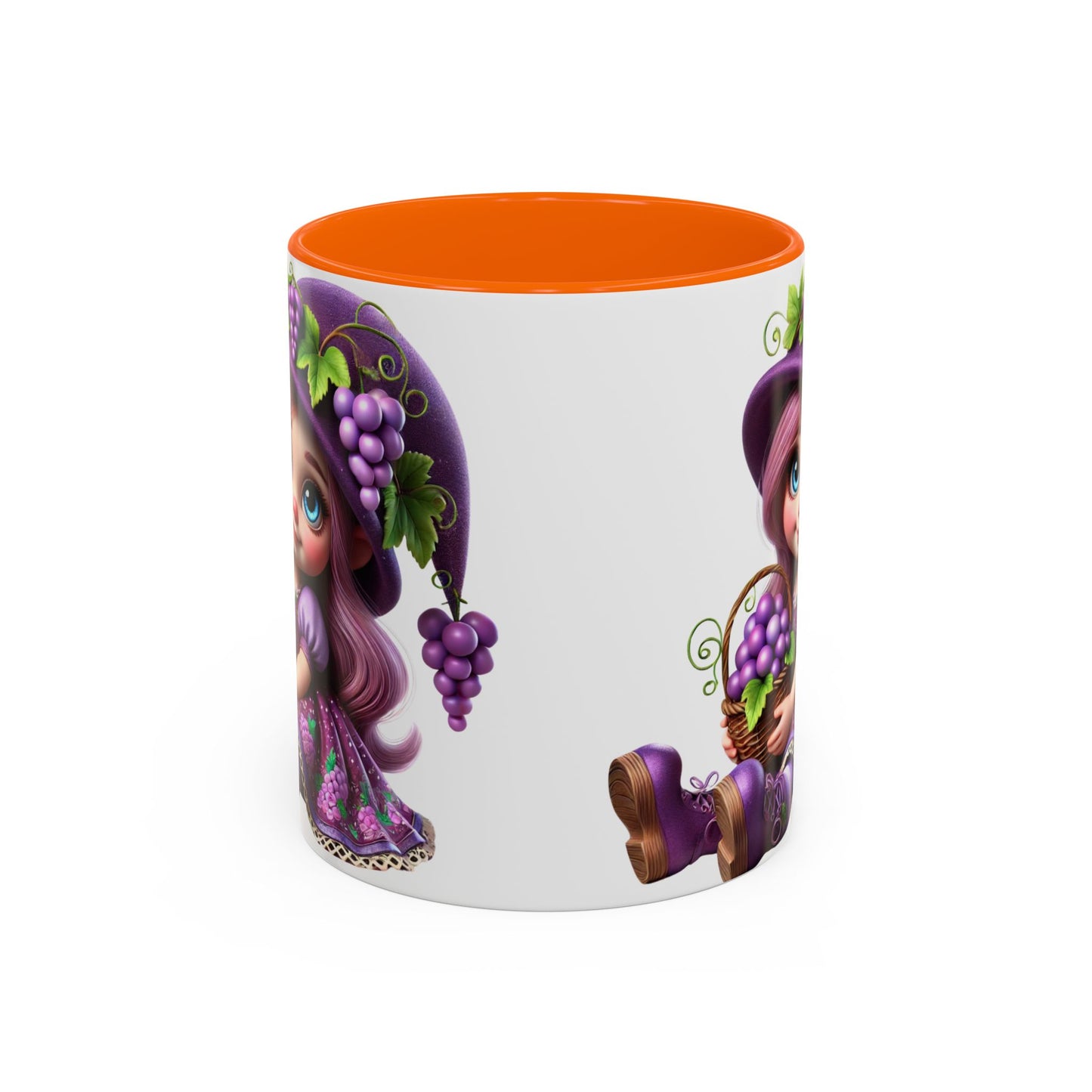 Whimsical Grape Girl Coffee Mug - Fun 11oz & 15oz Accent Mugs for Kids and Wine Lovers