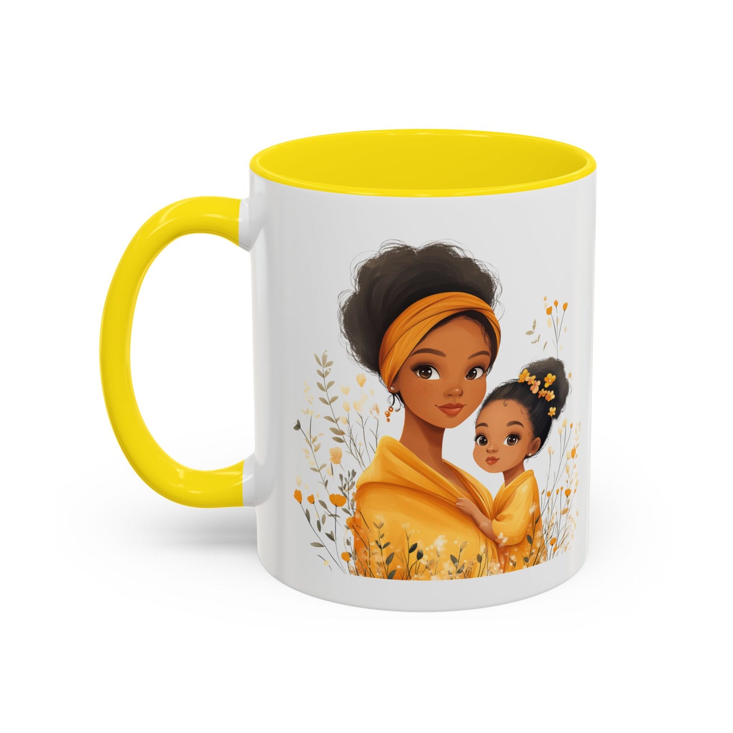 Cozy Mother & Child Coffee Mug, Floral Coffee Cup, Gift for Mom, Tea Lover’s Mug, Cute Mom Mug