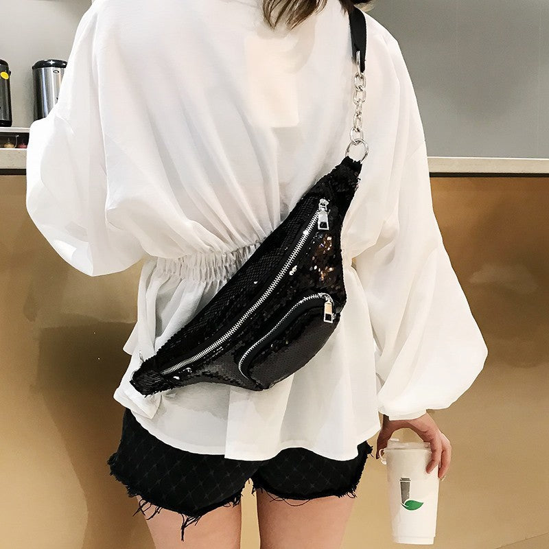 Women's Fashion Laser Starry Sequined Waist Bag