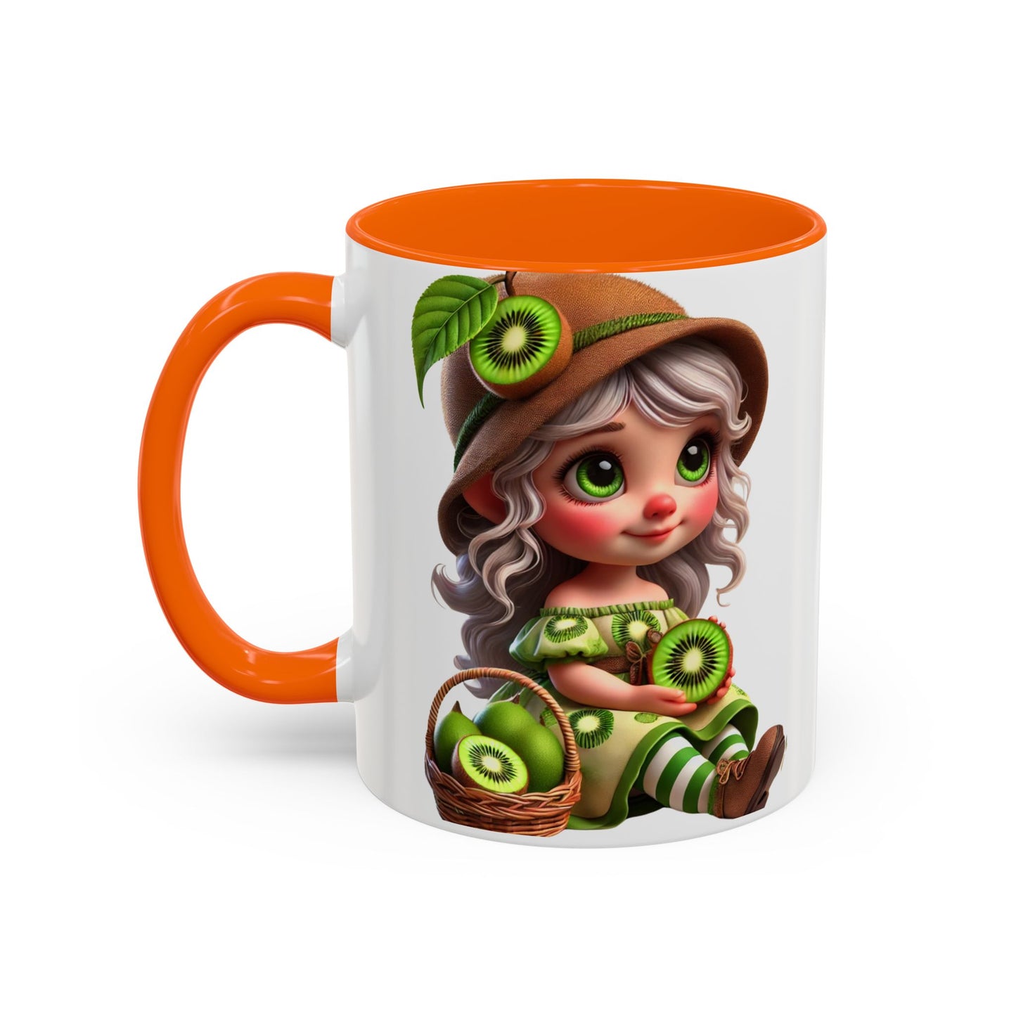 Whimsical Kiwi Accent Coffee Mug - Adorable Greenery Design for Nature Lovers