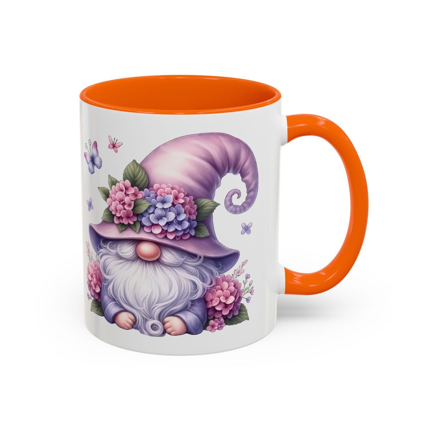 Gnome Floral Accent Coffee Mug, Cute Gnome Mug, Gift for Garden Lovers, Mother's Day Coffee Cup, Spring Decor, Personalized Mug