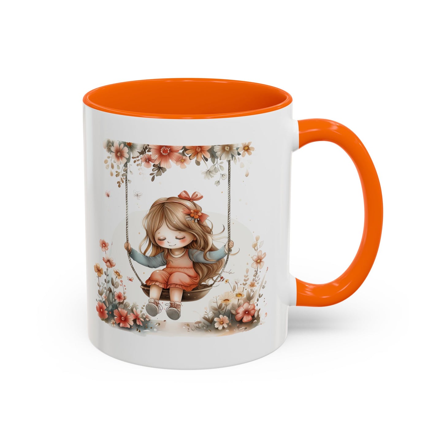 Cute Floral Swing Coffee Mug, Adorable Gift for Her, Tea Lover Mug, Cozy Home Decor, Birthday Gift, Floral Art Drinkware