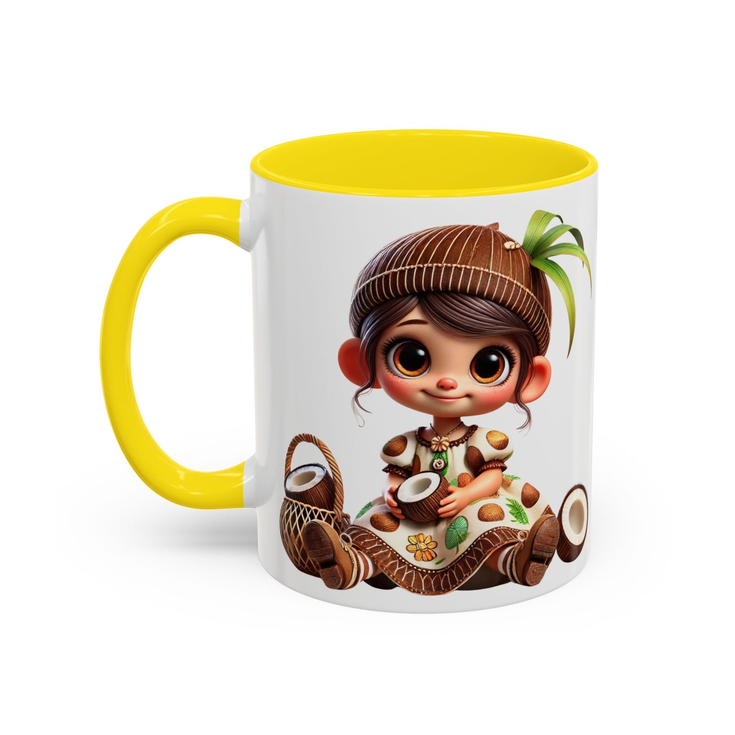 Whimsical Coconut Character Coffee Mug - 11oz & 15oz