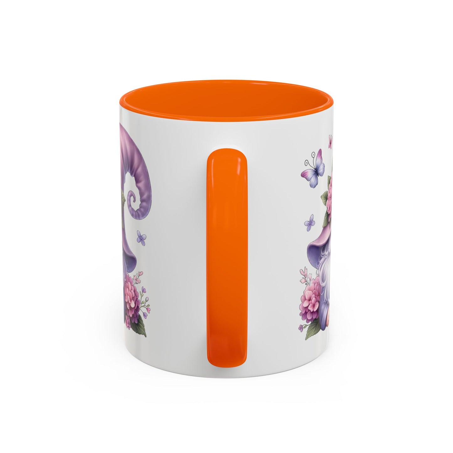 Gnome Floral Accent Coffee Mug, Cute Gnome Mug, Gift for Garden Lovers, Mother's Day Coffee Cup, Spring Decor, Personalized Mug