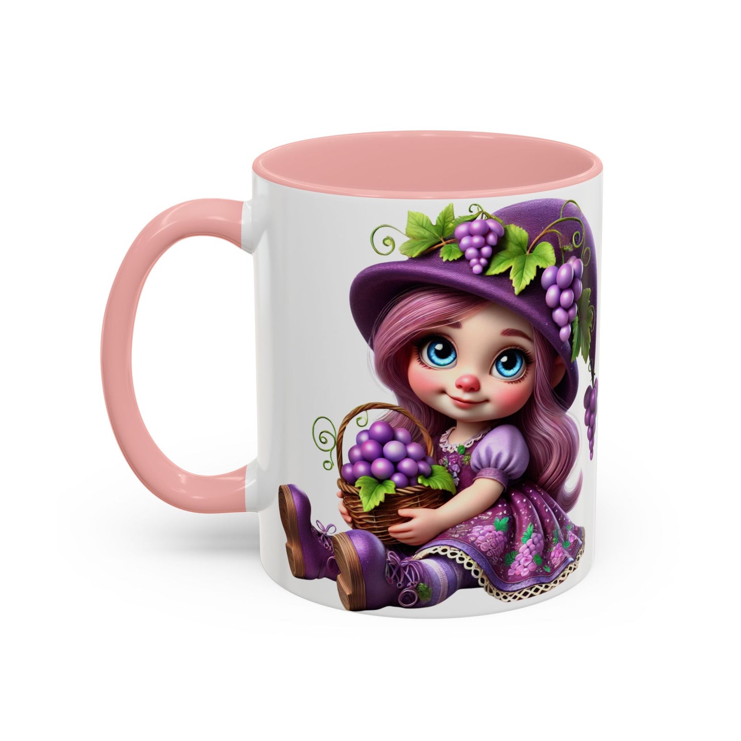 Whimsical Grape Girl Coffee Mug - Fun 11oz & 15oz Accent Mugs for Kids and Wine Lovers