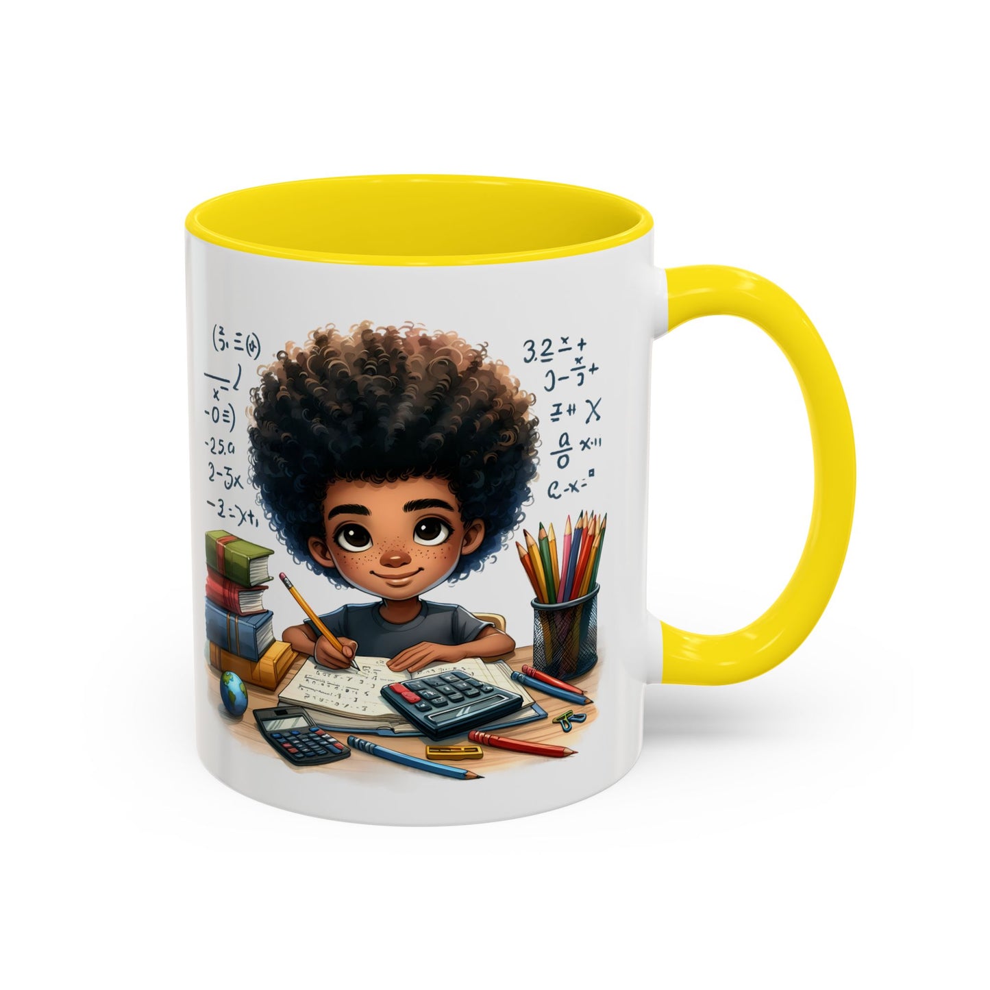 Cute Academic Accent Coffee Mug - Fun Mug for Students, Personalized Teacher Gift, Unique Gift for Scholars, Black Mug with Artwork