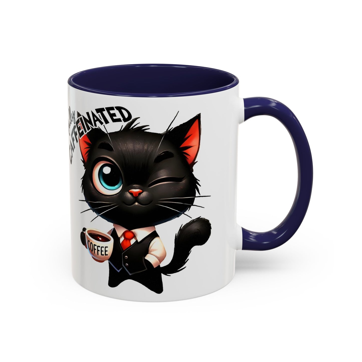 Whimsical Cat-Themed Coffee Mug, Fully Caffeinated, Gift for Cat Lovers, Fun Kitchen Decor, Birthday Gift, Unique Coffee Lover Mug