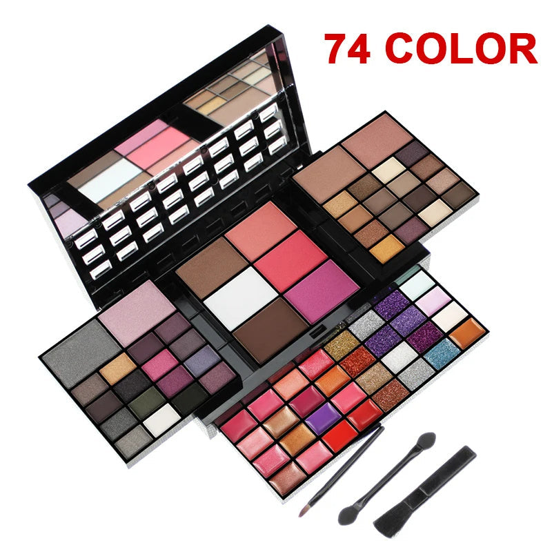 74 couleurs Ombre À Paupières Brillant À Lèvres Blush Haute Brillant Glitter Sequin Maquillage Palette Combo JFA UNIjuntos Entreprise
