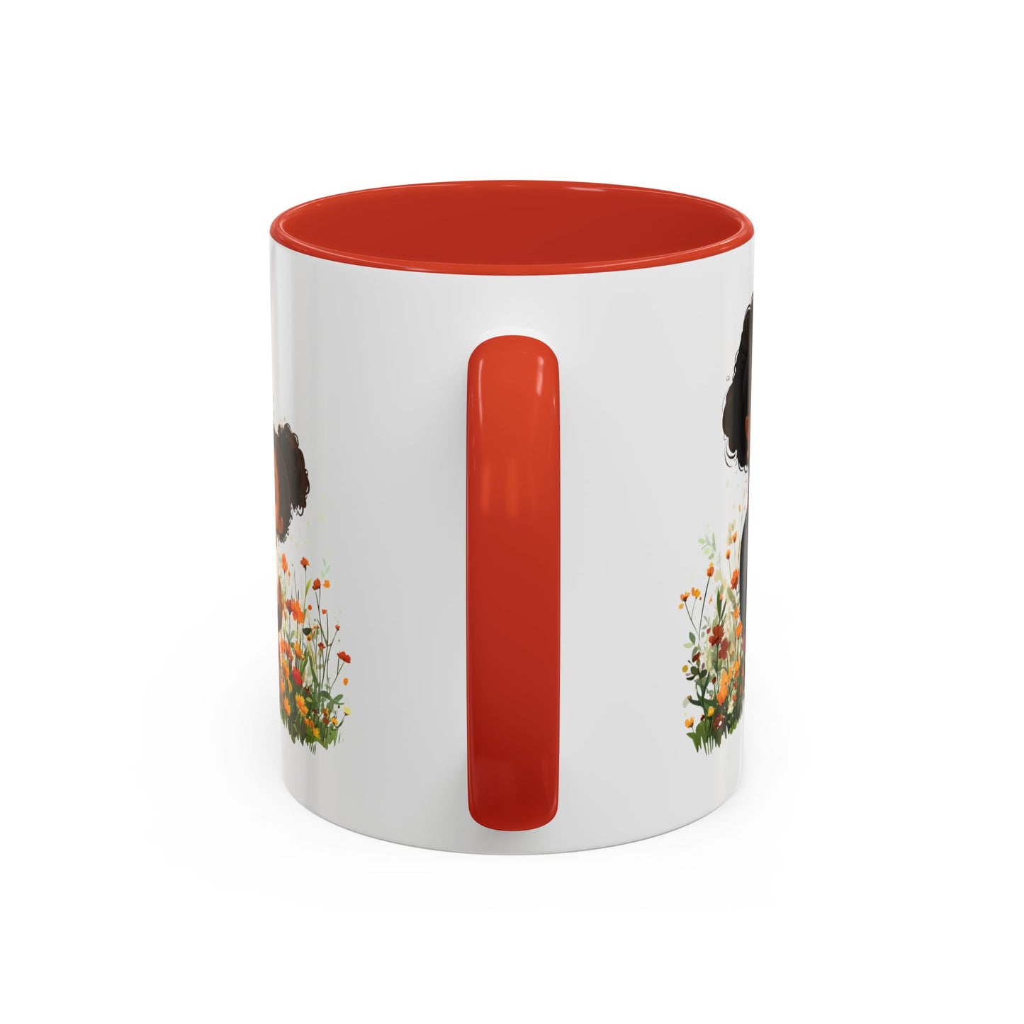 Floral Family Accent Coffee Mug, Black Handle Mug, Mama and Child Gift, Mother's Day, Cozy Home Decor, Cute Coffee Cup