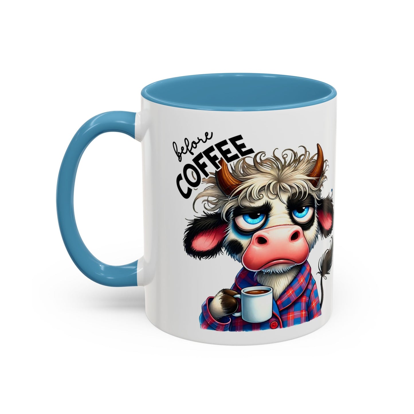 Caffeinated Cow Mug, Cute Animal Coffee Cup, Farmhouse Kitchen Gift, Fun Ceramic Mug for Coffee Lovers, Unique Drinkware for Holidays