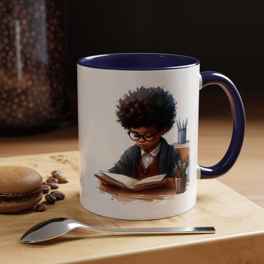 Studious Kid Accent Coffee Mug | Reading Gift for Book Lovers | Unique Office Decor | Fun Drinkware | Educational Present
