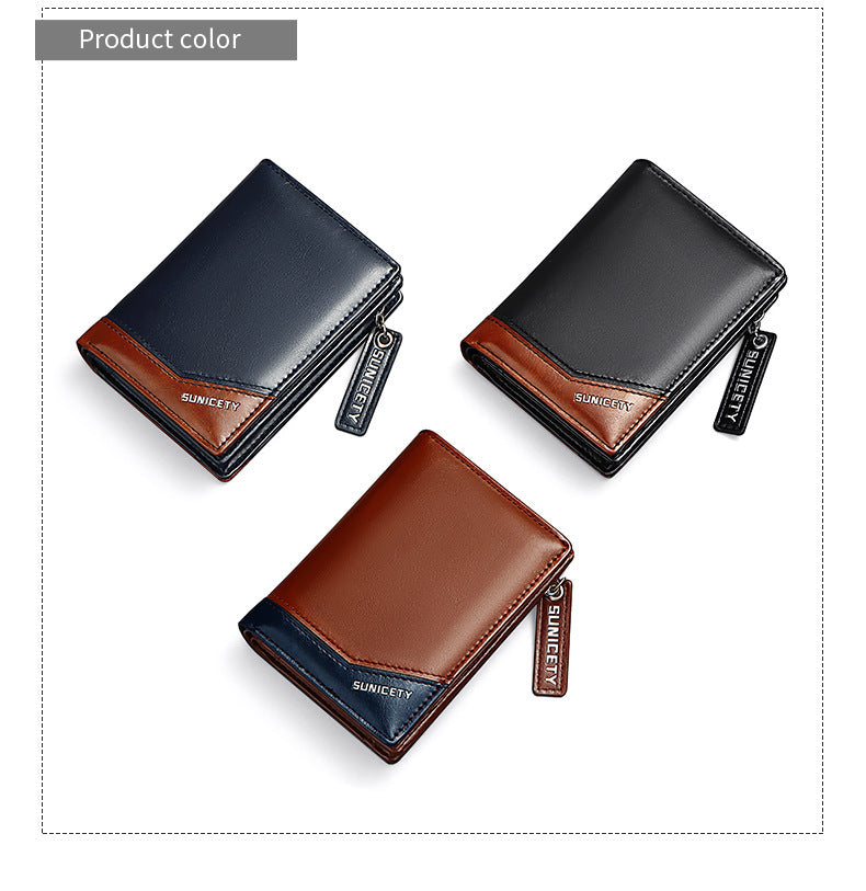 PU Leather Multifunctional Zipper Short Men's Wallet JFA UNIjuntos Entreprise