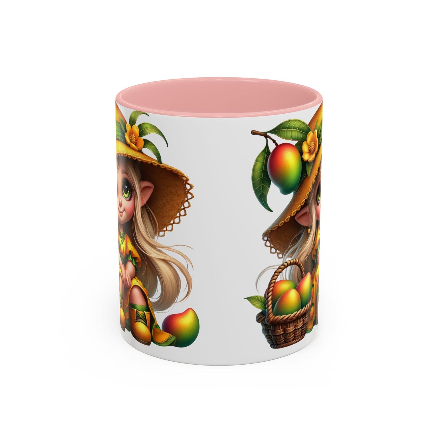 Whimsical Mango Fairy Coffee Mug - Cute Illustrative Design for Fruit Lovers