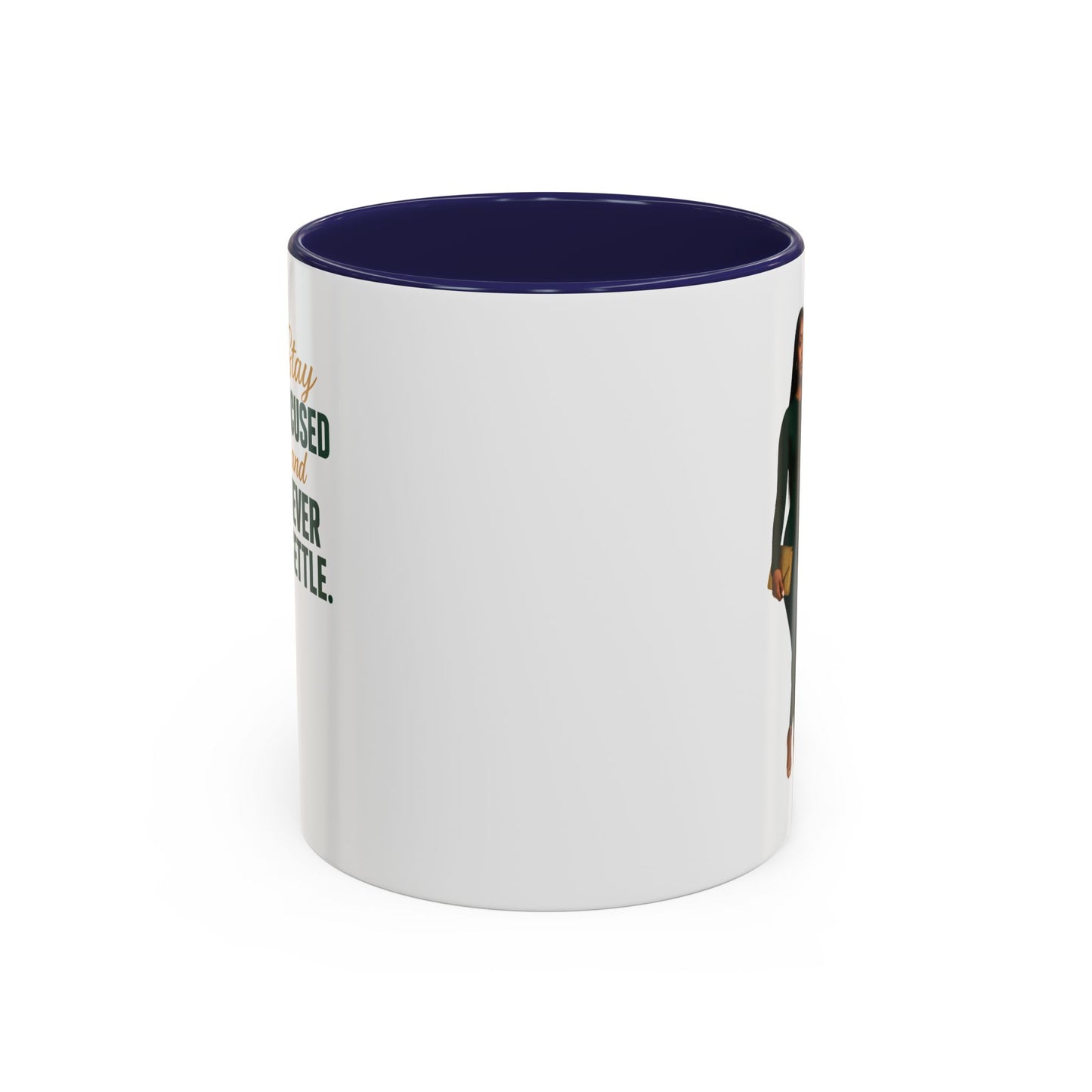 Motivational Accent Coffee Mug - Stay Focused and Never Settle | Inspirational Gift, Coffee Lover, Office Decor, Home Kitchen