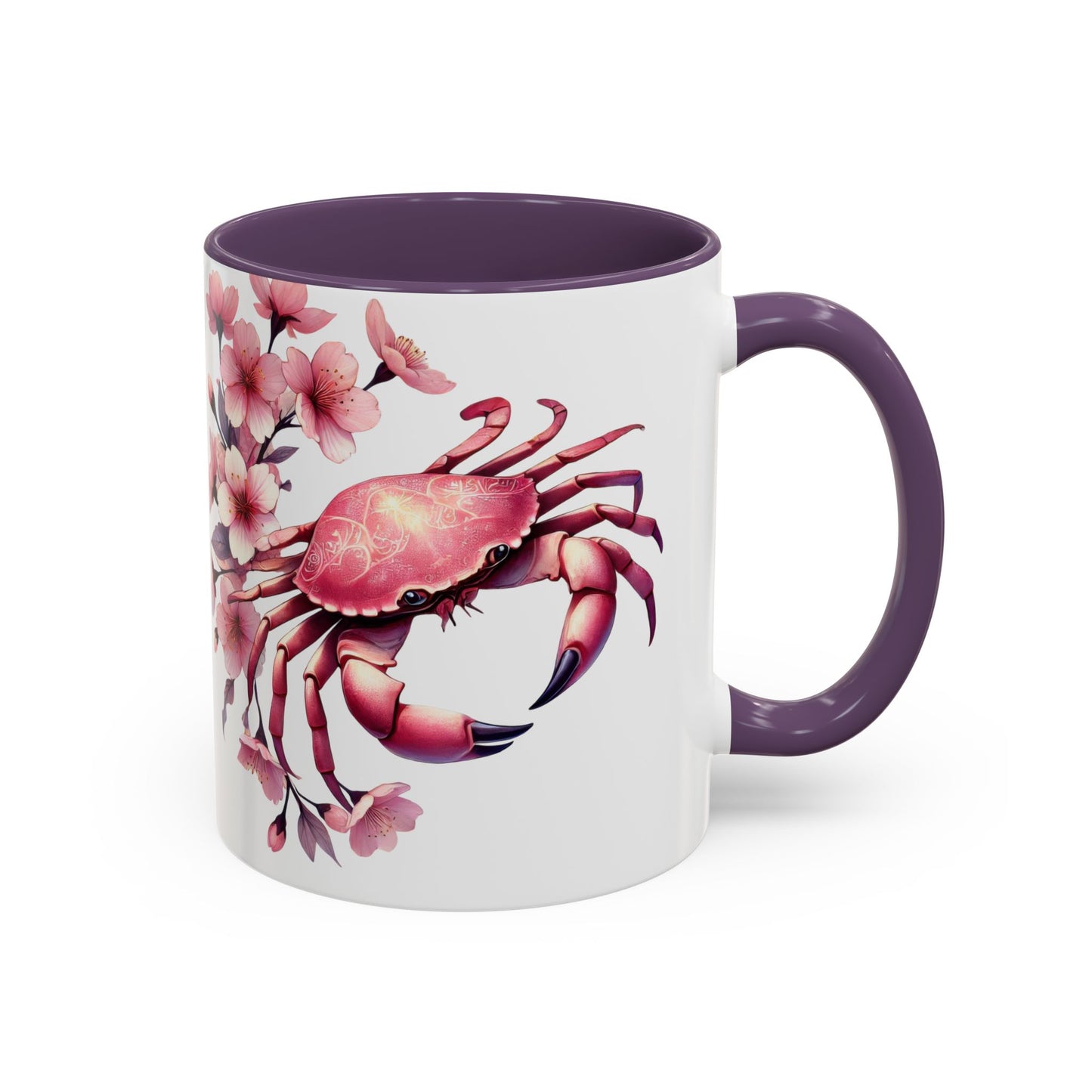 Artistic Crab & Cherry Blossom Mug - 11 & 15oz Accent Coffee Cup