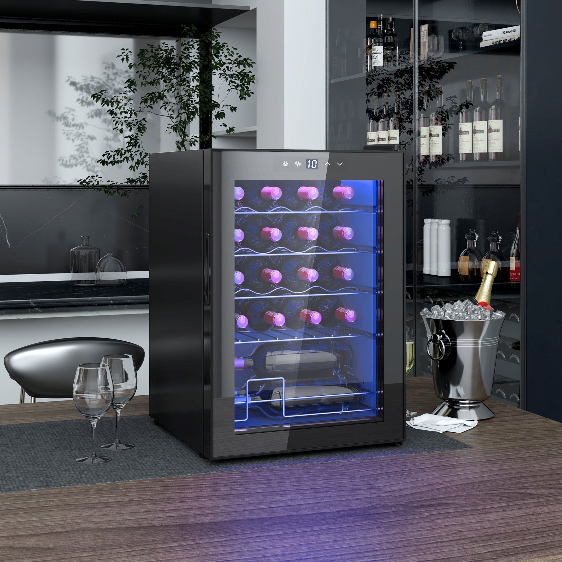 20 Bottle 5-18℃ Countertop Wine Fridge - Black-1