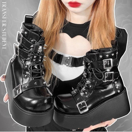 New Punk Handsome Thick Bottom Short Women's Boots Store Hive UNIjuntos