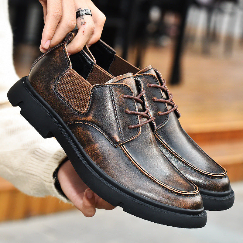 British Style Fashion Trend Round Toe Low-top Men's Shoes