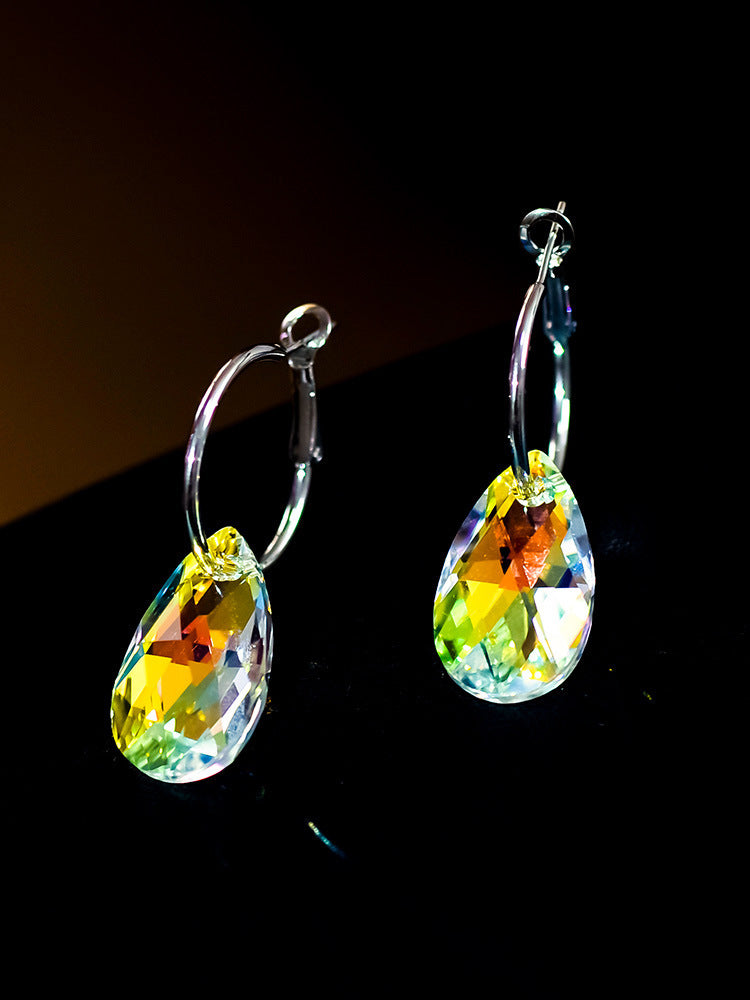 Silver-plated Needle Ornament Women's Crystal Earrings