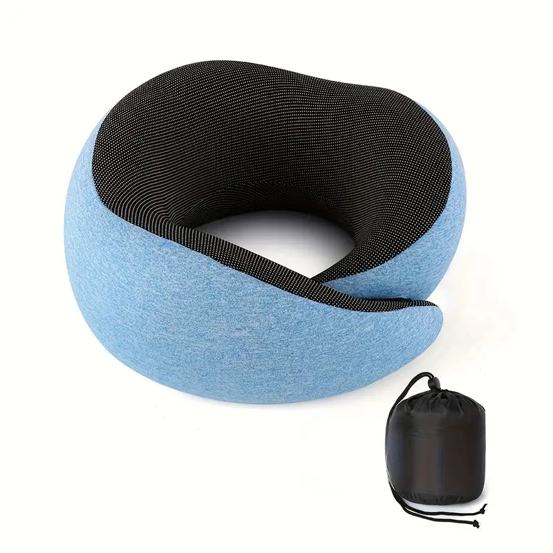 All-Season Travel Pillow - Pure Memory Foam Neck Pillow - Grey+Blue-0