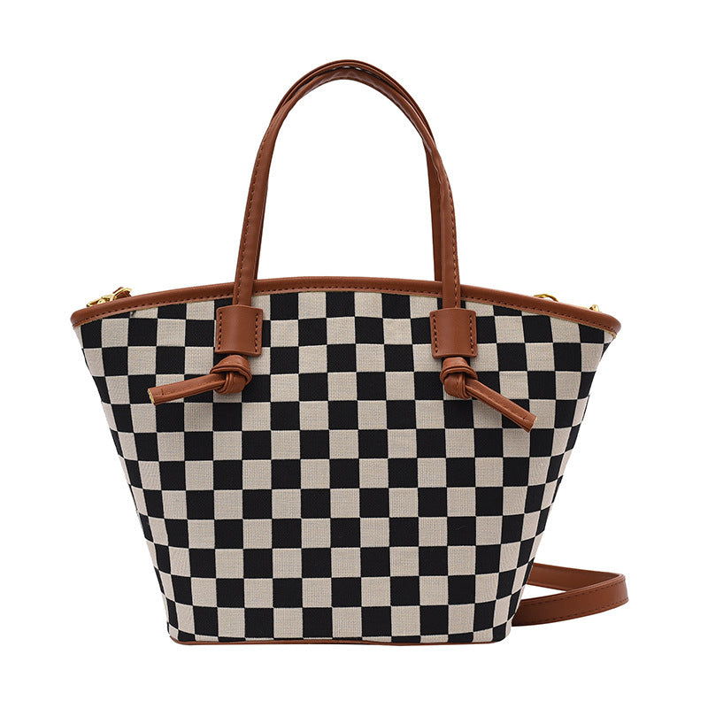 Winter Checkerboard Bucket Bag Fashion Check Handbag