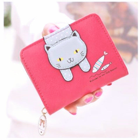 Short Cute Zipper Cartoon Cat Printing Student Coin Purse Store Hive UNIjuntos