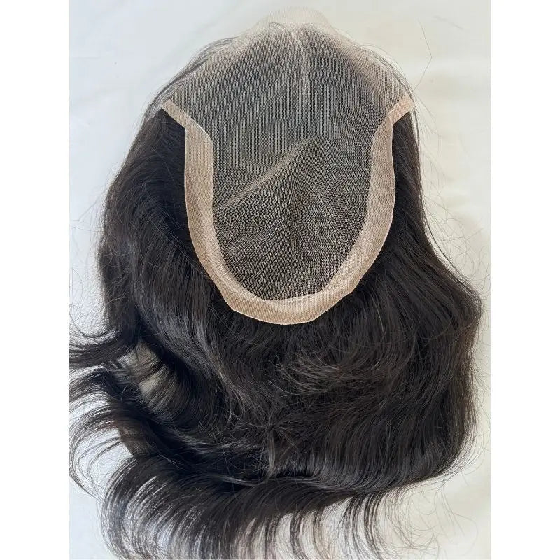 Nchancelier-Perruques en dentelle avec PU pour hommes, toupet 100% cheveux humains indiens, taille de base 8x6 pouces, cheveux noirs naturels Hive JFA & TA Store